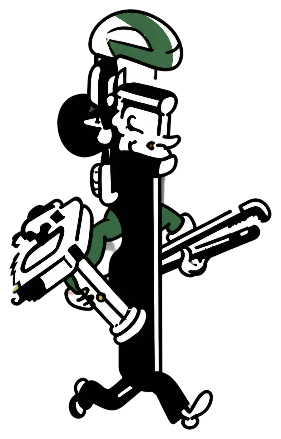 Yampa Basin Property Works running pipe-wrench tradesman mascot